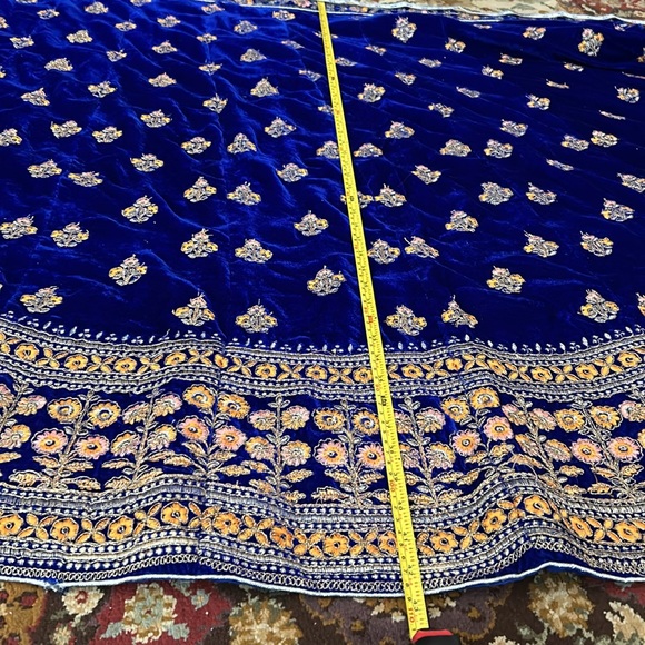 Velvet Blue Lehenga size large (fabrics only ) - Picture 13 of 14